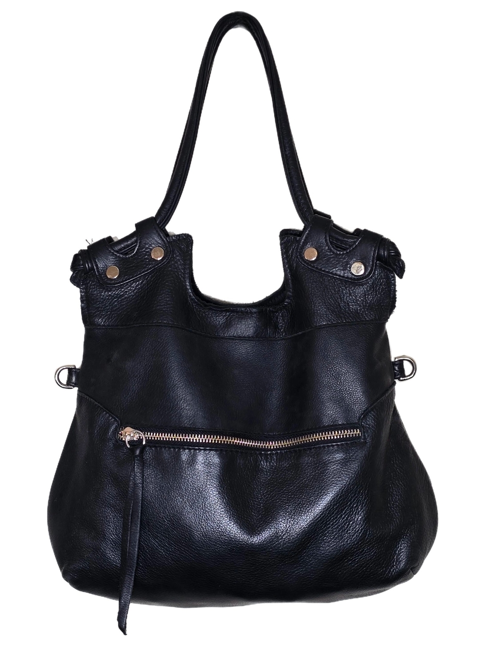 GG Boss Y2K Black Genuine Leather Shoulder Hobo Bag 13 x 15 In Made In USA